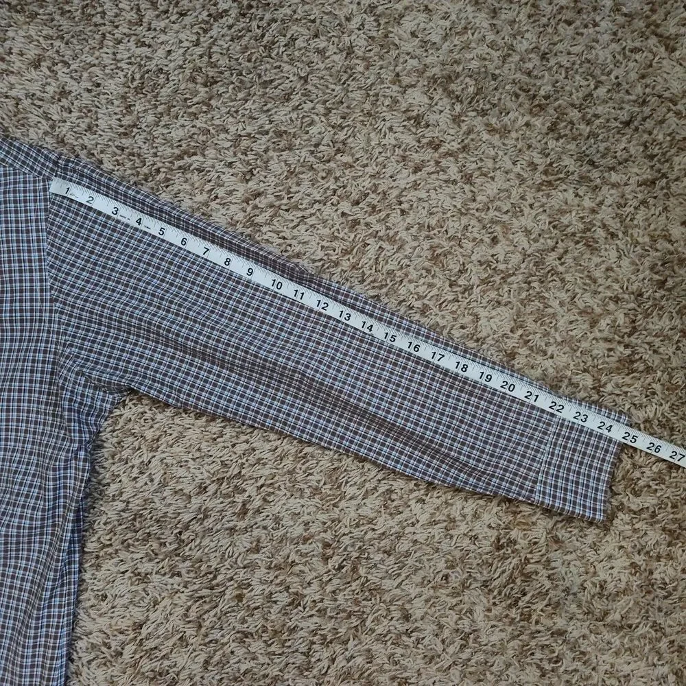 Polo Ralph Lauren Men Sz L‎ Brown Plaid Stretch Long Sleeve Button Up Cotton